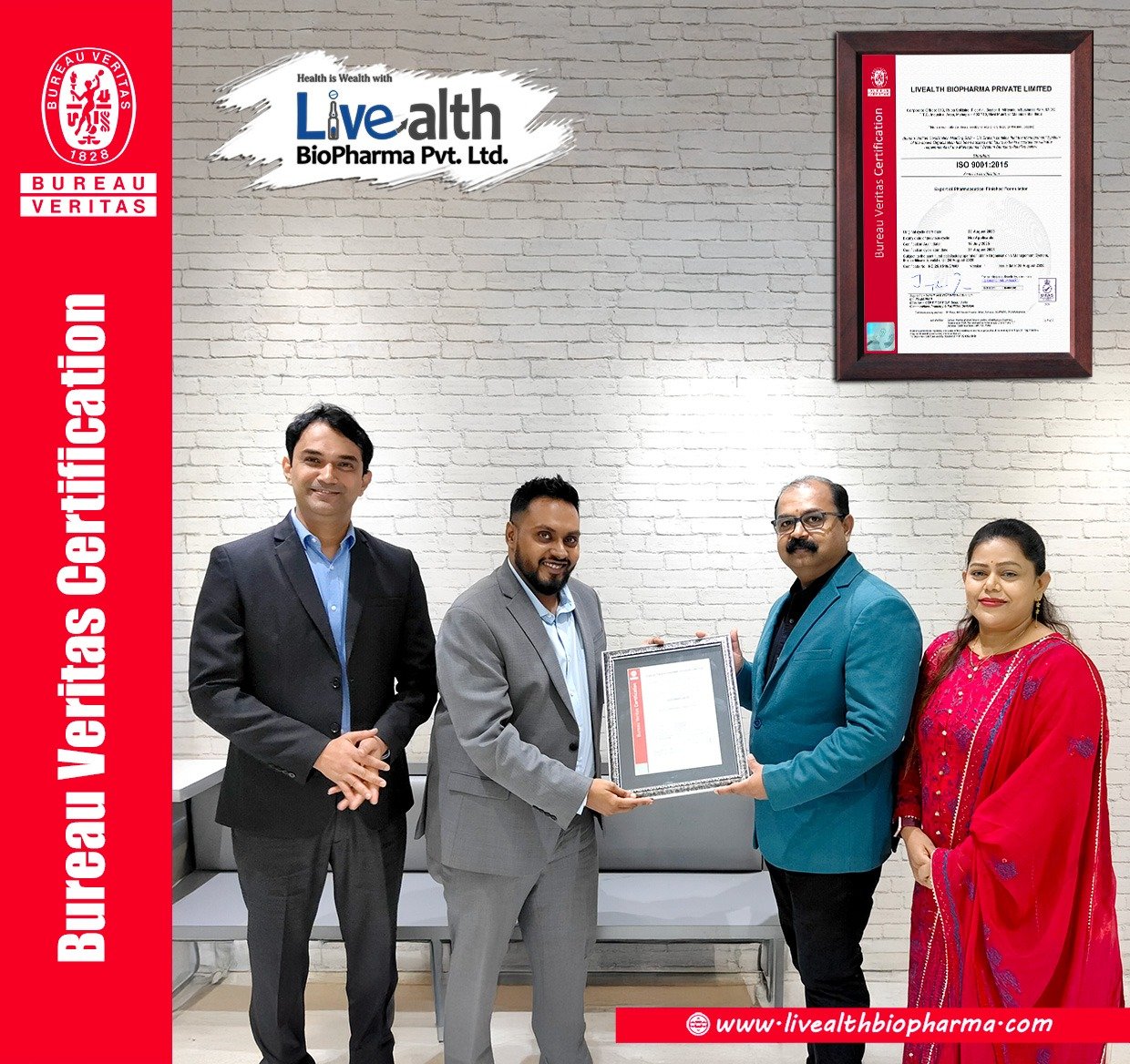 Livealth Biopharma officially received ISO - 9001 certificate from Bureau Veritas